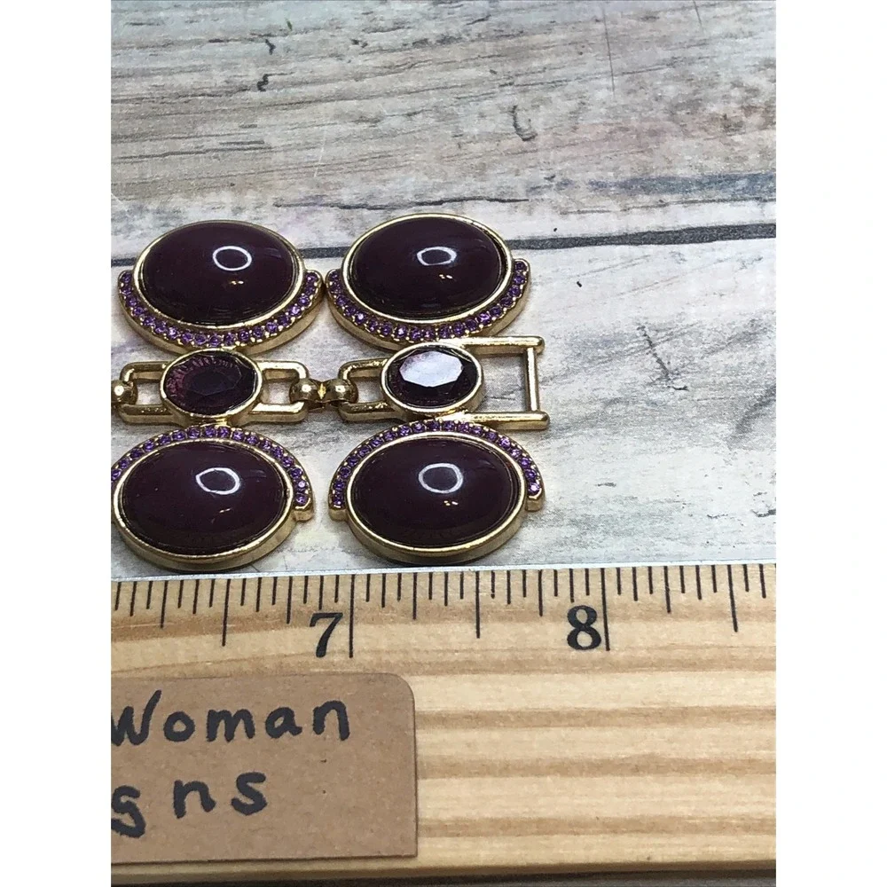 Banana Republic BR Purple Crystals and Gold‎ Tone Links Bracelet 7.5